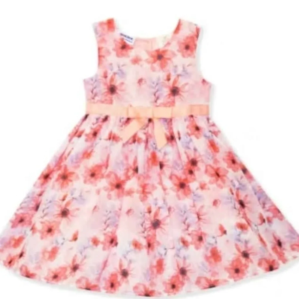 NWT Blueberi Boulevard Floral Pink Kids Dress with Lace Overlay ~sz 4T